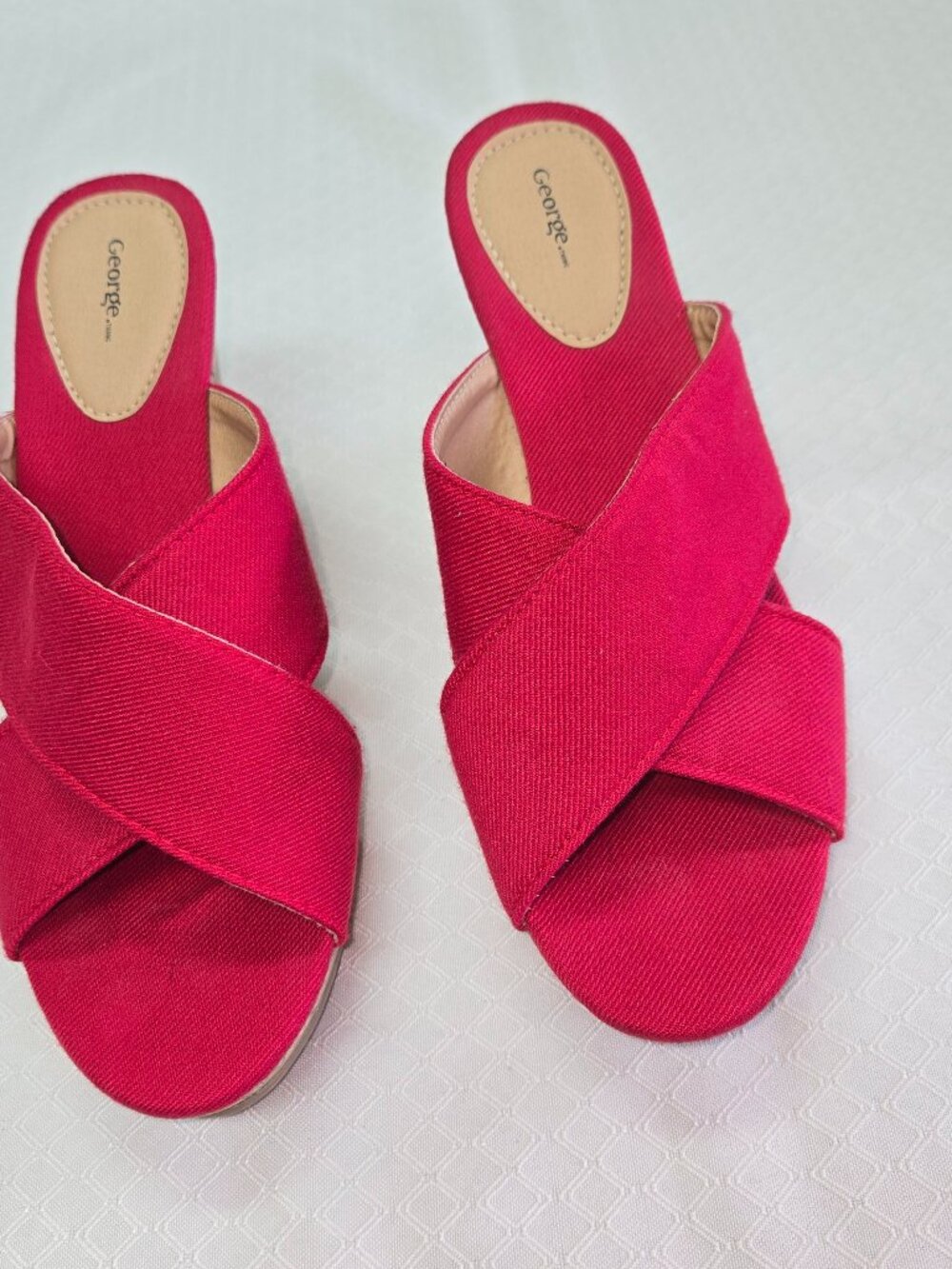 Red Cork Heeled Wedge Sandals